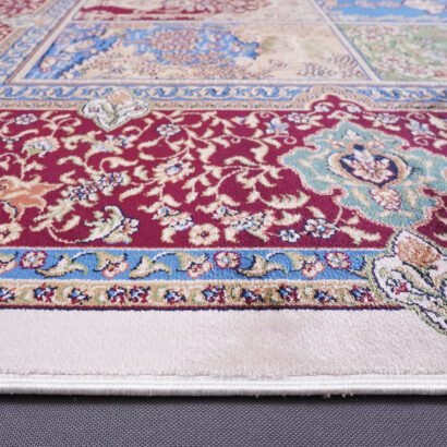 Red Medallion Rug 3.9x5.9 ft Machine Made Silk - Rugs 1