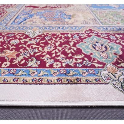 Red Medallion Rug 3.9x5.9 ft Machine Made Silk - Rugs 1