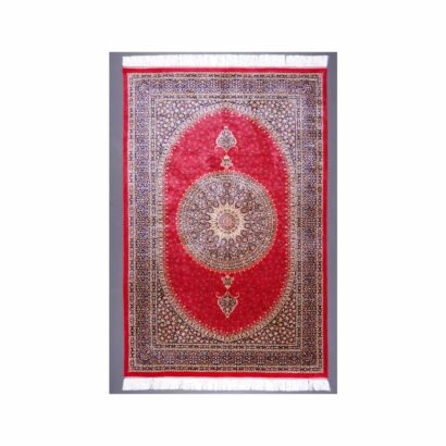 Red Oriental Area Rug Silk Medallion 3.9x5.9 ft - Rugs 1