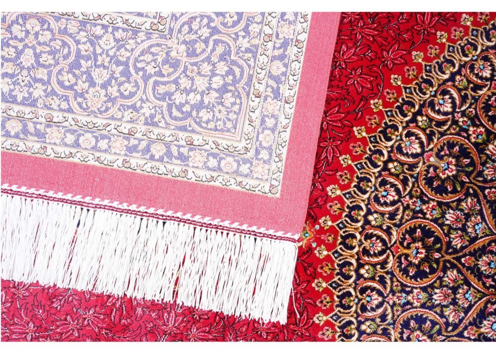 Red Oriental Area Rug Silk Medallion 3.9x5.9 ft - Rugs 1