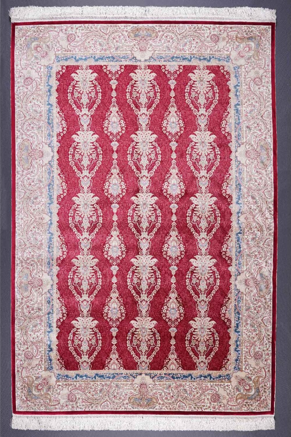 Red Oriental Rug Living Room Decor 6.2x4.2 ft Bamboo Silk Medallion - Rugs 1