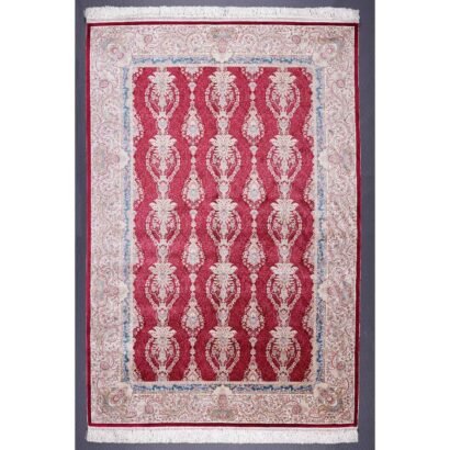 Red Oriental Rug Living Room Decor 6.2x4.2 ft Bamboo Silk Medallion - Rugs 1