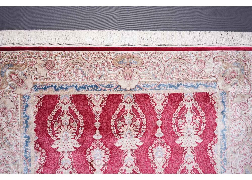 Red Oriental Rug Living Room Decor 6.2x4.2 ft Bamboo Silk Medallion - Rugs 1