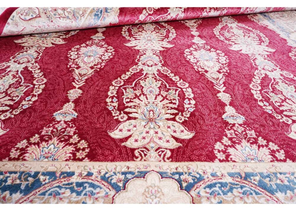 Red Oriental Rug Living Room Decor 6.2x4.2 ft Bamboo Silk Medallion - Rugs 1