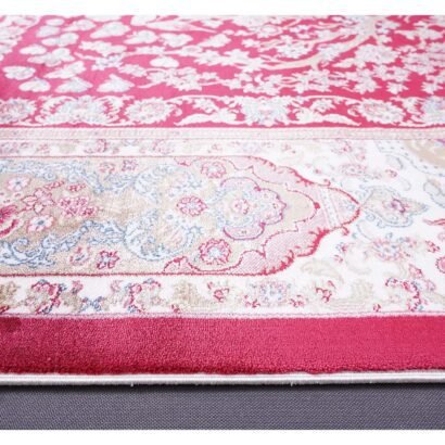 Red Silk Area Rug 3.9x5.9 ft Turkish Medallion - Rugs 1