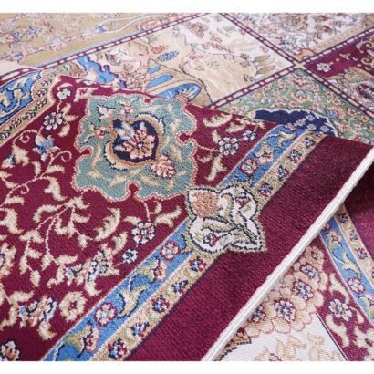 Red and Blue Turkish Rug Medallion 3.9x5.9 ft Silk - Rugs 1