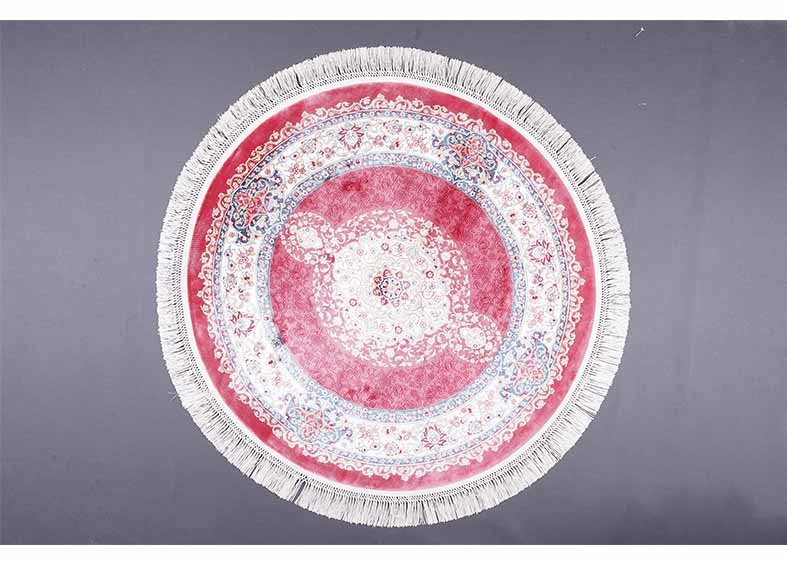 Round Rug Under Round Table 3.2x3.2 ft Silk Medallion - Rugs 1