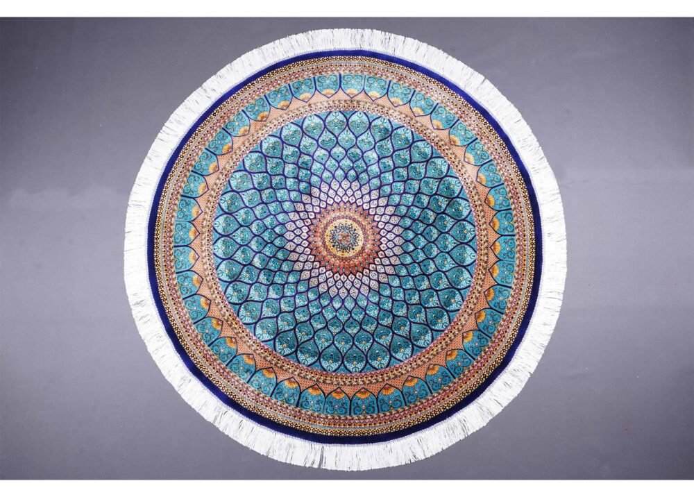 Round Rugs for Dining Room Silk Medallion 4.9x4.9 ft - Rugs 1