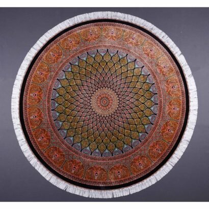 Round Rugs for Living Room Orange Silk Medallion 4.9x4.9 ft - Rugs 1
