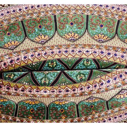 Round Washable Rugs Green-Brown Silk Medallion 4.9s4.9 ft - Rugs 1