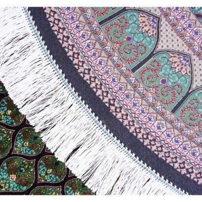 Round Washable Rugs Green-Brown Silk Medallion 4.9s4.9 ft - Rugs 1