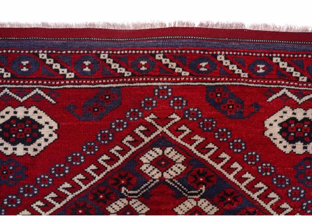 Semi-Old Deep Red Area Rug Traditional Kiz Bergama - 5.7x5.6 ft