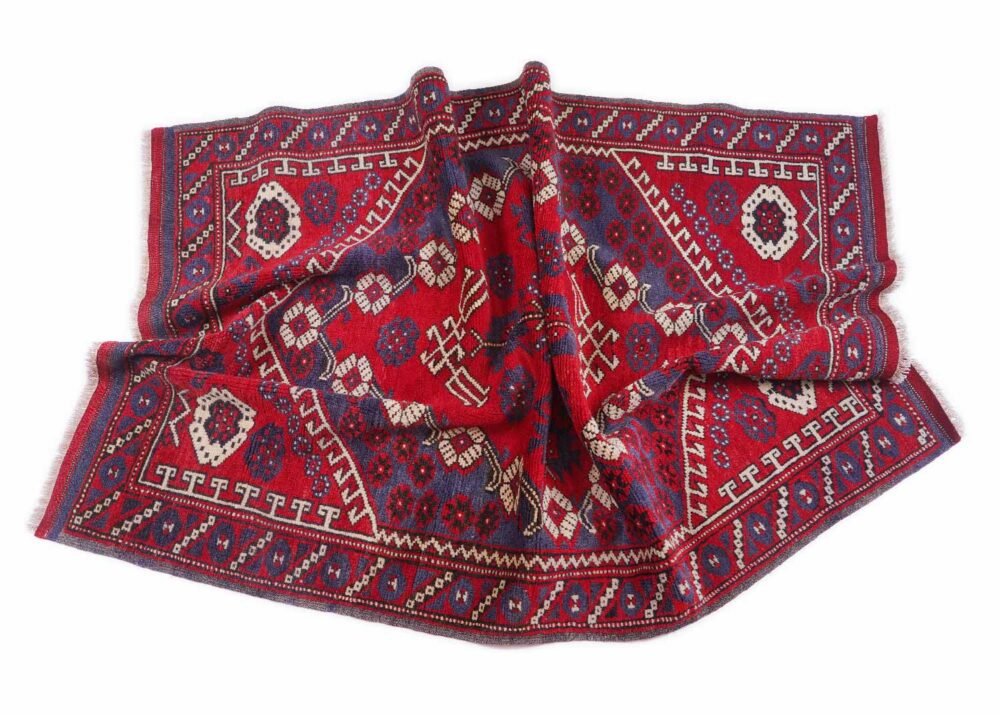 Semi-Old Deep Red Area Rug Traditional Kiz Bergama - 5.7x5.6 ft
