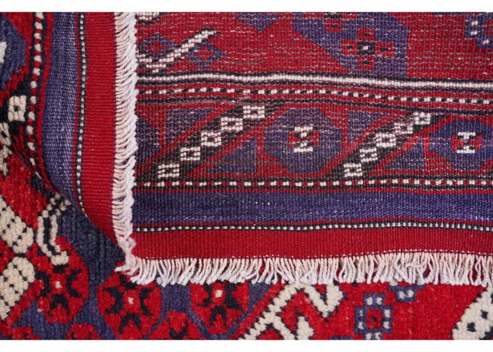 Semi-Old Deep Red Area Rug Traditional Kiz Bergama - 5.7x5.6 ft