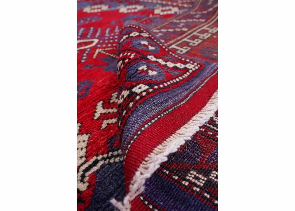 Semi-Old Deep Red Area Rug Traditional Kiz Bergama - 5.7x5.6 ft