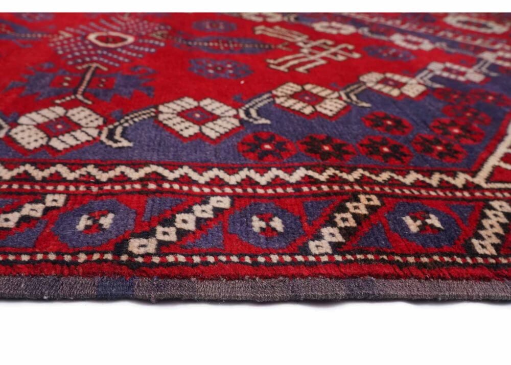 Semi-Old Deep Red Area Rug Traditional Kiz Bergama - 5.7x5.6 ft