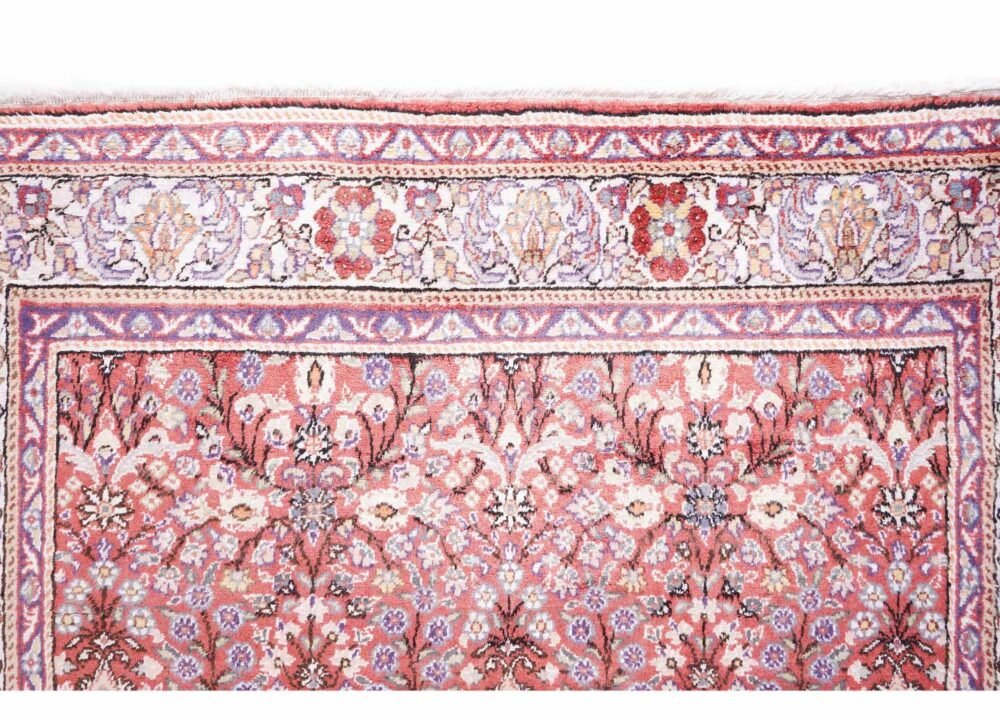 Semi-Old Kayseri Red Cotton Rug - Traditional Floral Pattern 11x4.9 ft