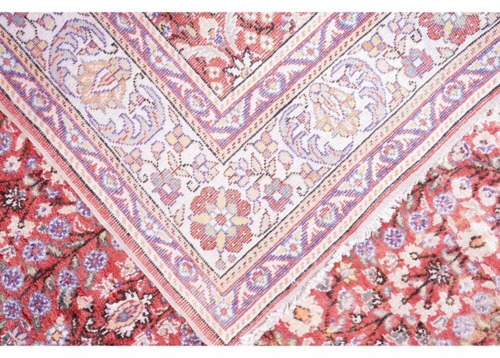 Semi-Old Kayseri Red Cotton Rug - Traditional Floral Pattern 11x4.9 ft