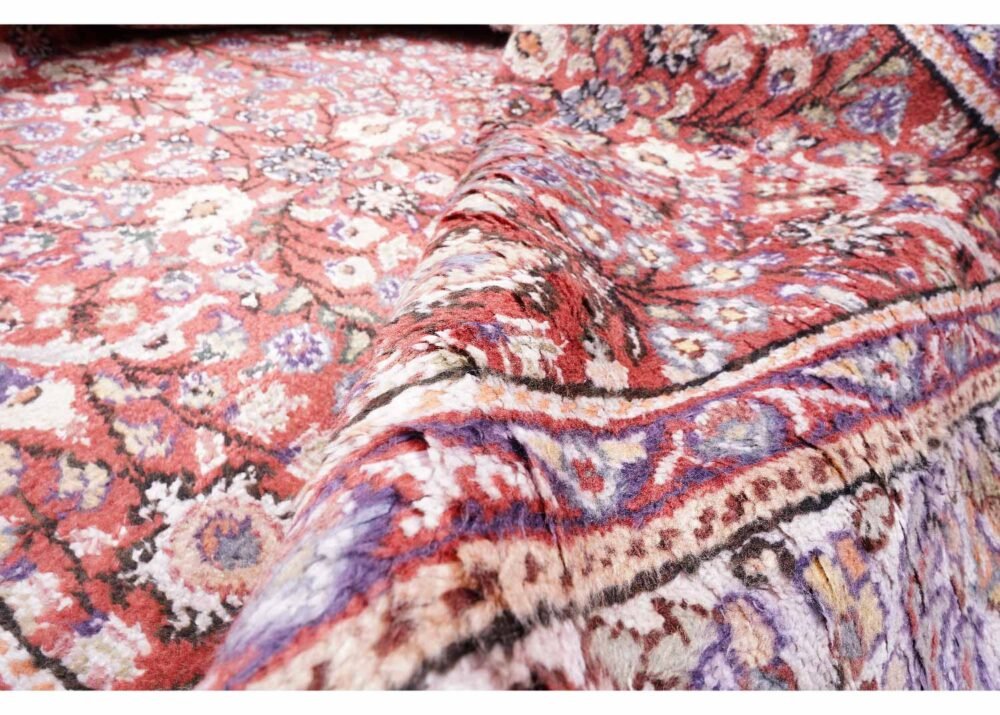 Semi-Old Kayseri Red Cotton Rug - Traditional Floral Pattern 11x4.9 ft