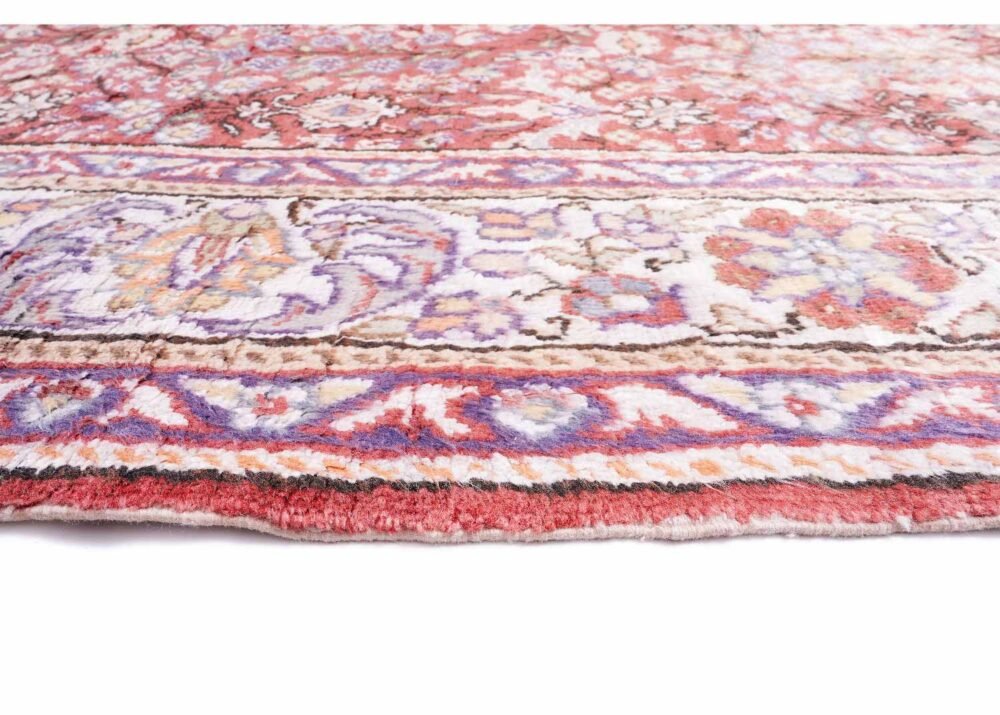 Semi-Old Kayseri Red Cotton Rug - Traditional Floral Pattern 11x4.9 ft