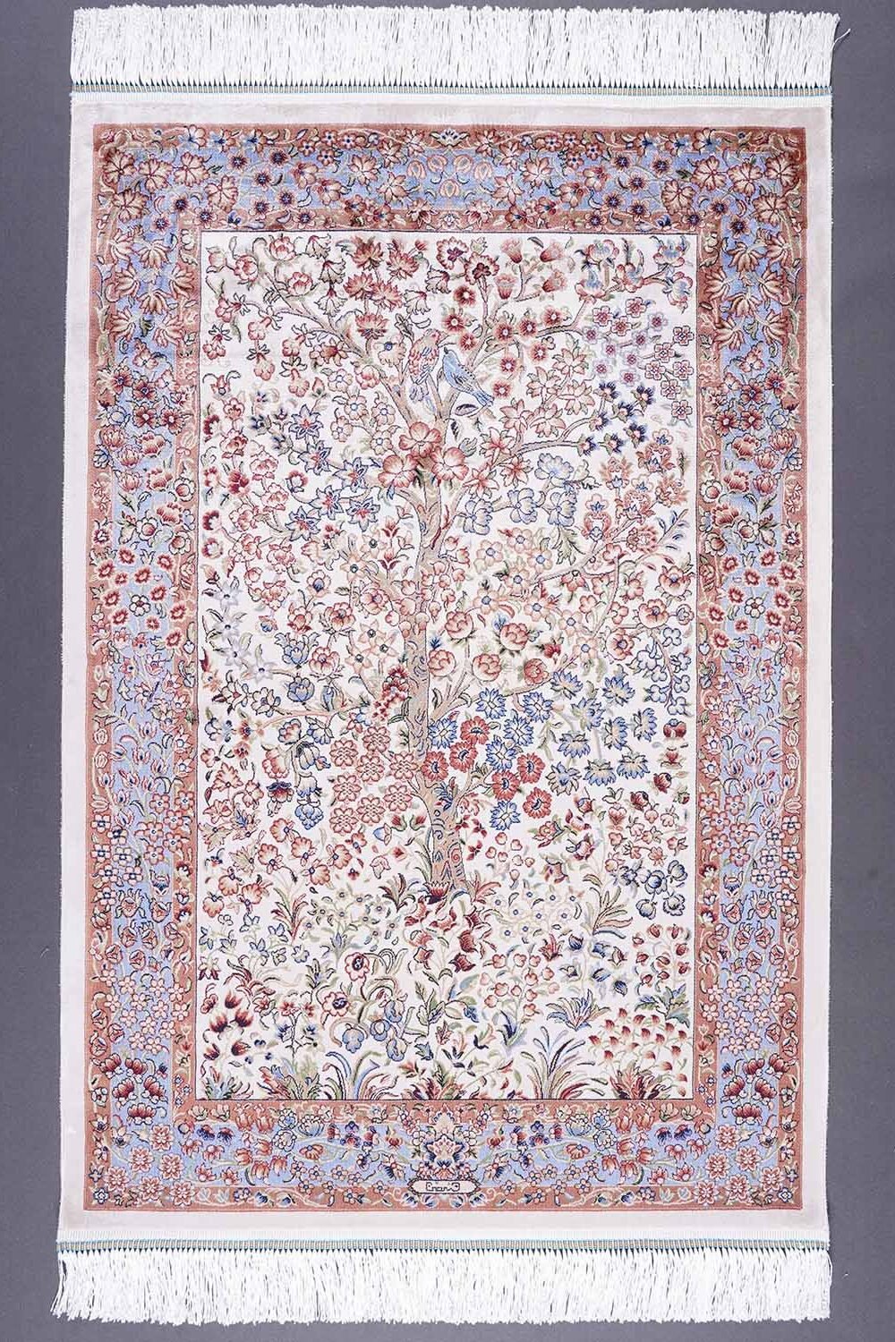 Silk-Bamboo Orange Beige Rug 2.6x3.9 ft Medallion - Rugs 1