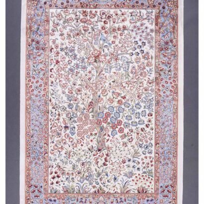 Silk-Bamboo Orange Beige Rug 2.6x3.9 ft Medallion - Rugs 1