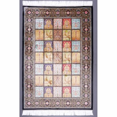 Silk Brown and Black Outdoor Rug 4.9x3.2 ft Medallion - Rugs 1