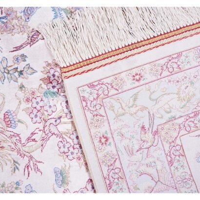 Small Beige Red Rug Silk Medallion 2.6x3.9 ft - Rugs 1