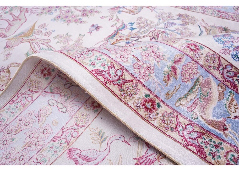 Small Beige Red Rug Silk Medallion 2.6x3.9 ft - Rugs 1