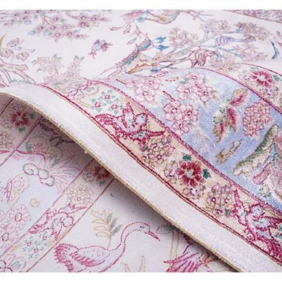 Small Beige Red Rug Silk Medallion 2.6x3.9 ft - Rugs 1