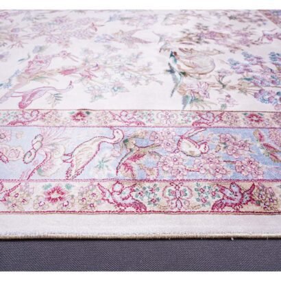 Small Beige Red Rug Silk Medallion 2.6x3.9 ft - Rugs 1