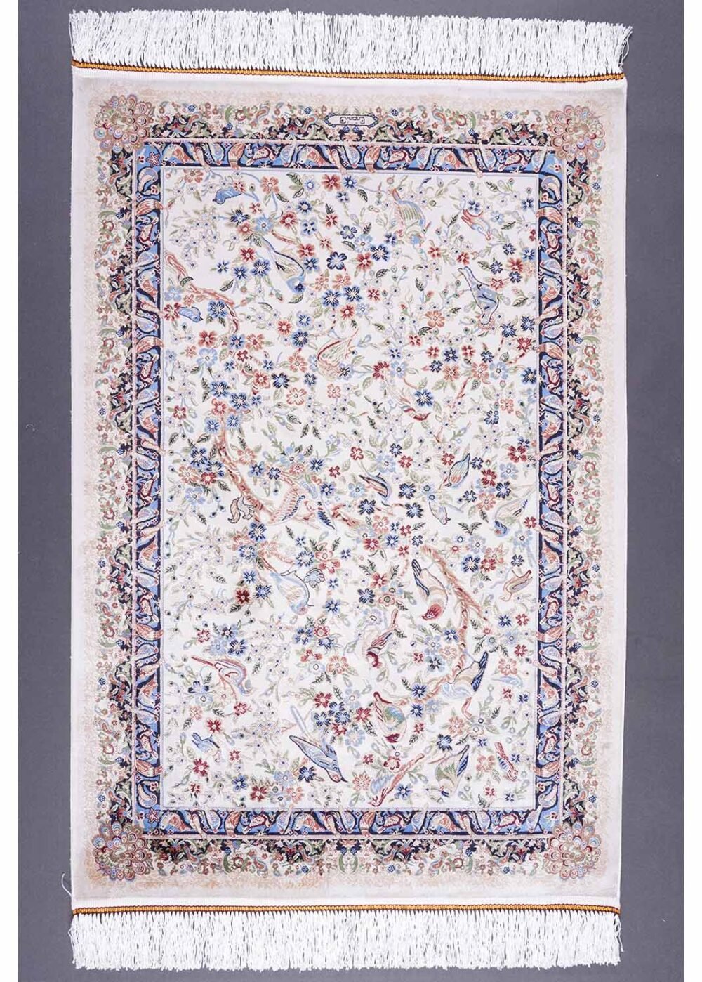Small Beige Rug Washable 2.6x3.9 ft Silk Medallion - Rugs 1