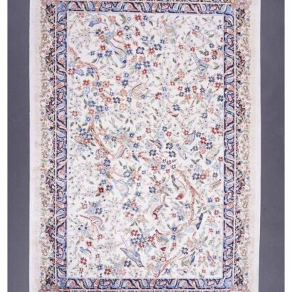 Small Beige Rug Washable 2.6x3.9 ft Silk Medallion - Rugs 1
