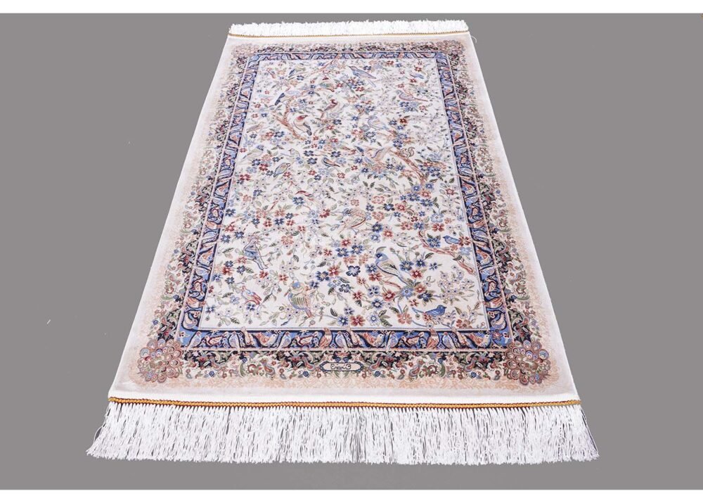 Small Beige Rug Washable 2.6x3.9 ft Silk Medallion - Rugs 1