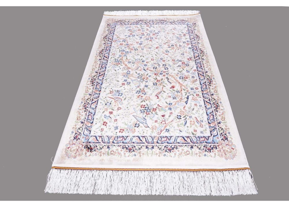 Small Beige Rug Washable 2.6x3.9 ft Silk Medallion - Rugs 1