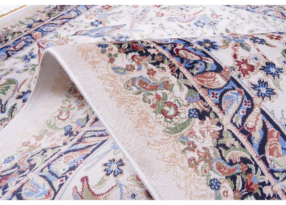 Small Beige Rug Washable 2.6x3.9 ft Silk Medallion - Rugs 1