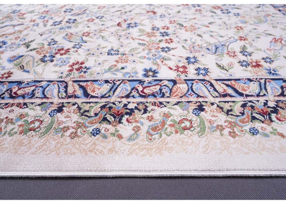 Small Beige Rug Washable 2.6x3.9 ft Silk Medallion - Rugs 1