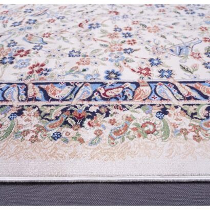 Small Beige Rug Washable 2.6x3.9 ft Silk Medallion - Rugs 1