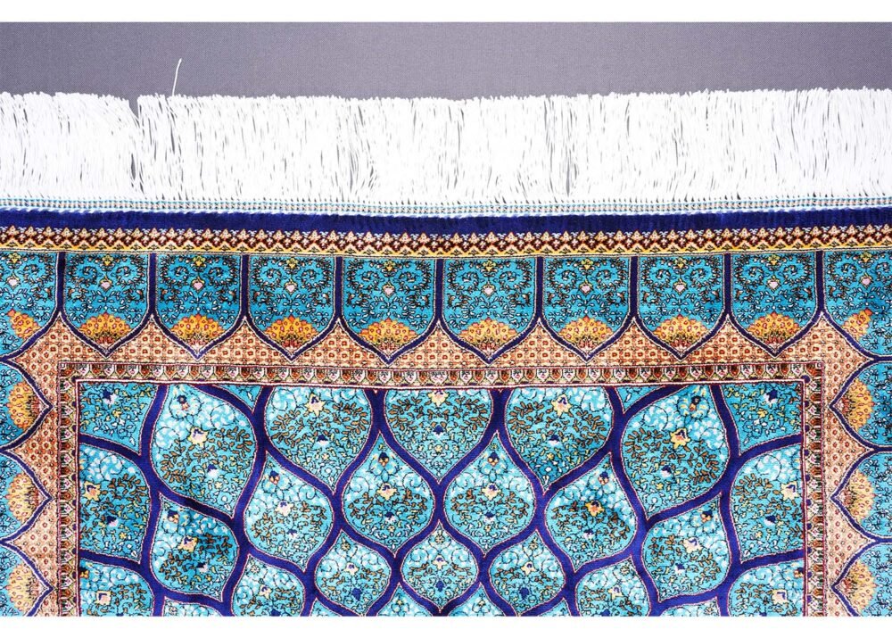 Small Blue Area Rug Blue Oriental Silk Medallion 2.6x3.9 ft - Rugs 1