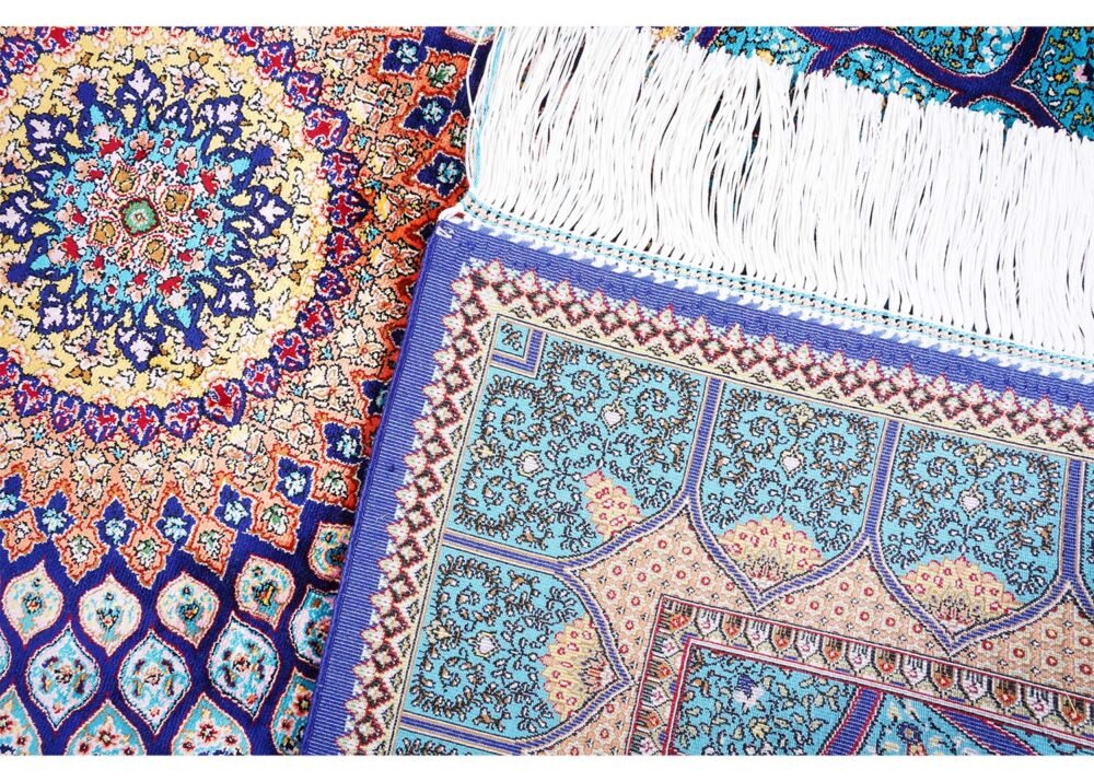 Small Blue Area Rug Blue Oriental Silk Medallion 2.6x3.9 ft - Rugs 1