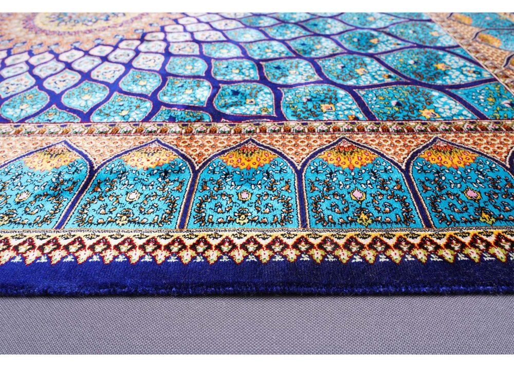 Small Blue Area Rug Blue Oriental Silk Medallion 2.6x3.9 ft - Rugs 1