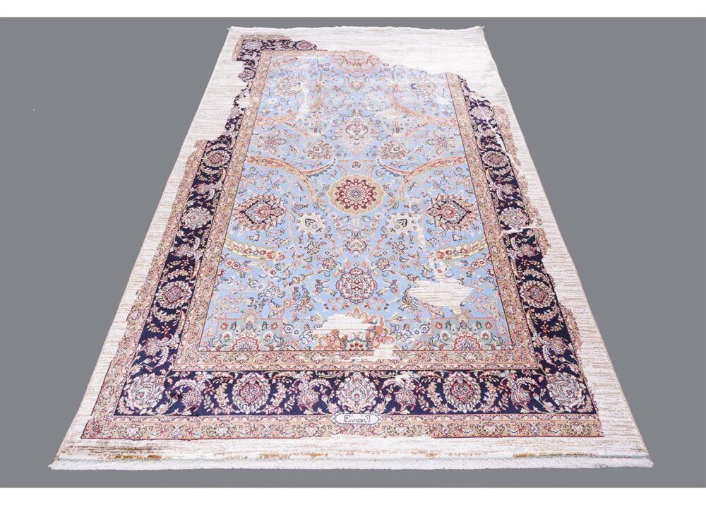 Small Blue Area Rugs Modern Oriental 3.9x2.6 ft - Rugs 1
