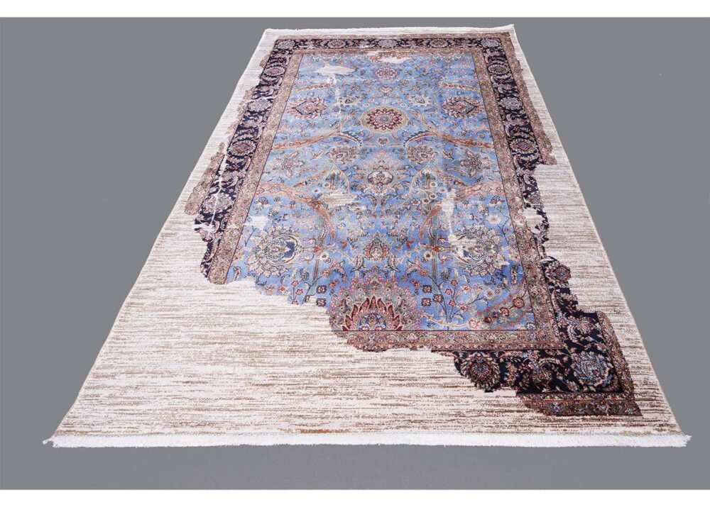 Small Blue Area Rugs Modern Oriental 3.9x2.6 ft - Rugs 1