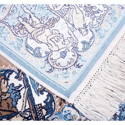 Small Blue Beige Rug Bamboo-Silk Portrait 1.6x2.2 ft - Rugs 1