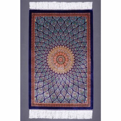 Small Blue Rug for Bedroom Silk-Bamboo 1.9x2.9 ft Medallion - Rugs 1