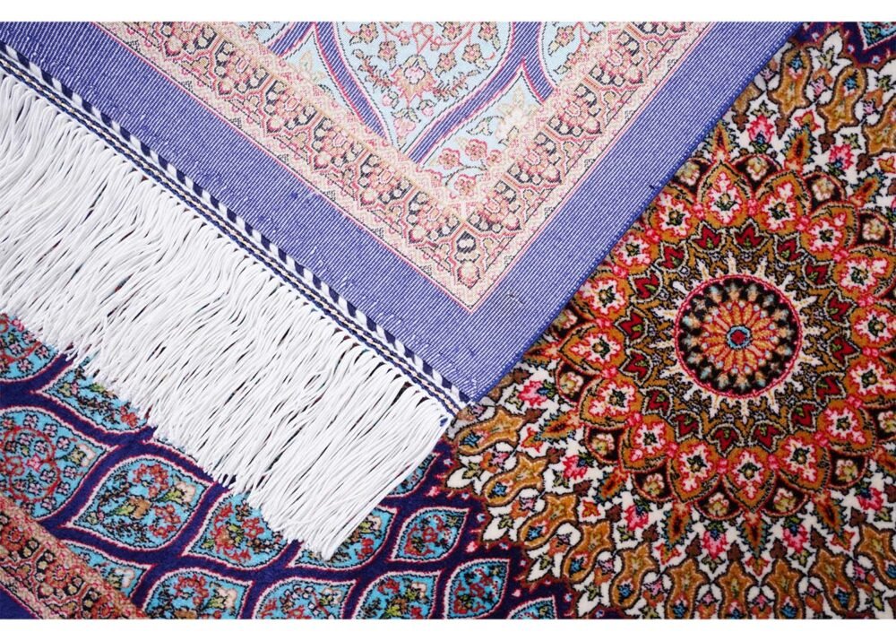 Small Blue Rug for Bedroom Silk-Bamboo 1.9x2.9 ft Medallion - Rugs 1
