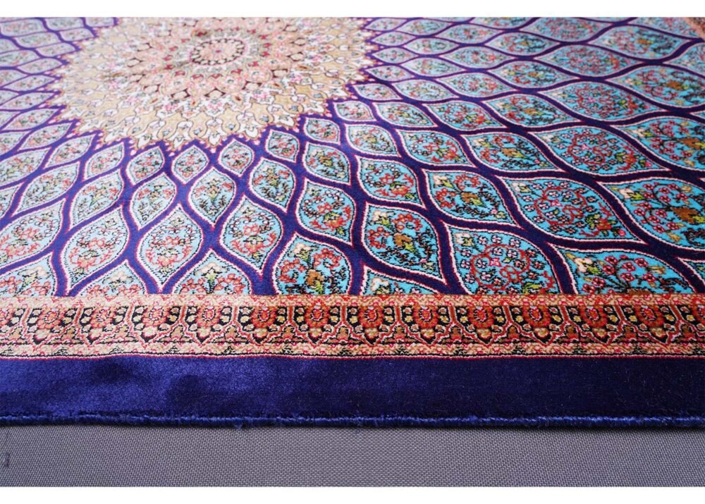 Small Blue Rug for Bedroom Silk-Bamboo 1.9x2.9 ft Medallion - Rugs 1