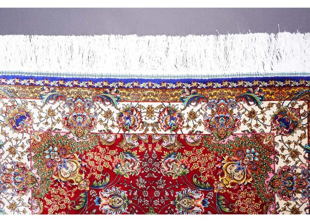 Small Floral Rugs Washable Red Silk Medallion 2.6x3.9 ft - Rugs 1