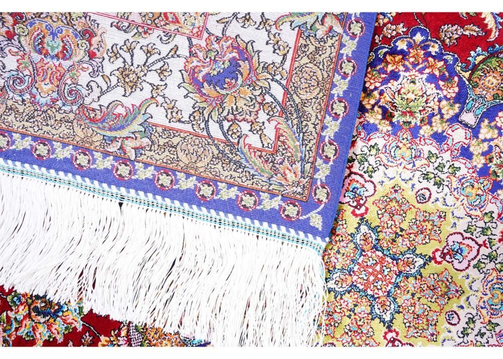 Small Floral Rugs Washable Red Silk Medallion 2.6x3.9 ft - Rugs 1