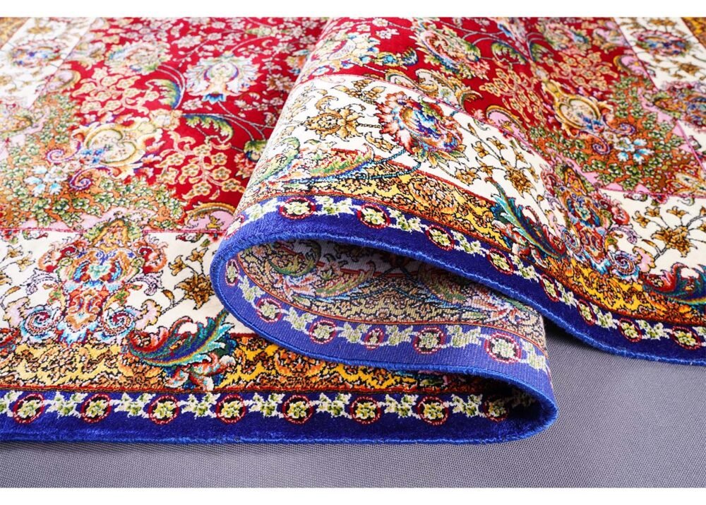 Small Floral Rugs Washable Red Silk Medallion 2.6x3.9 ft - Rugs 1